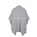 Gestricktes geripptes Poncho-Cape mit offener Vorderseite für Damen